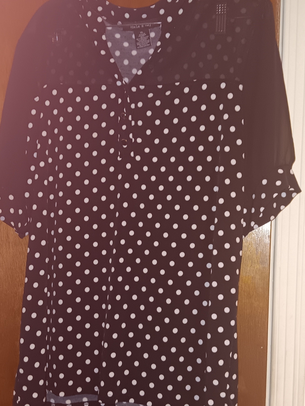 Apt. 9 Black and White Polka Dot V-Neck Tunic